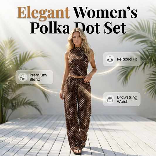 Women's Polka Dot Sleeveless Top & Pants Set
