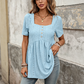 Women's Square Neck Eyelet Babydoll Tunic Top
