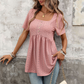 Women's Square Neck Eyelet Babydoll Tunic Top