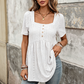 Women's Square Neck Eyelet Babydoll Tunic Top