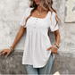 Women's Square Neck Eyelet Babydoll Tunic Top