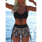 Women's Drawstring Bikini Set with Boy Shorts