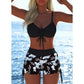 Women's Drawstring Bikini Set with Boy Shorts