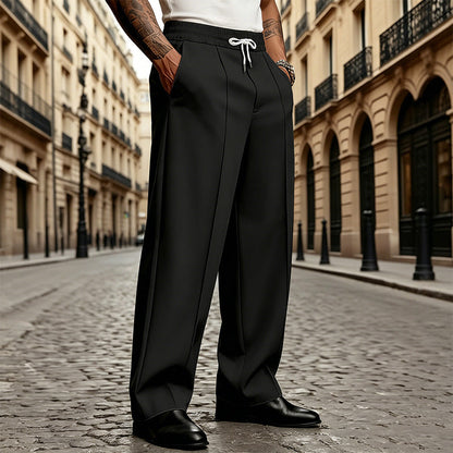 👔 LIMITED-TIME 50% OFF! ✨ Men's Modern Wide-Leg Pants – Drawstring, Relaxed, Sharp Crease 🎩
