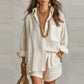 🌴 Women's Casual Oversized Shirt & Shorts Set | Effortless Summer Lounge Two-Piece Outfit ☀️