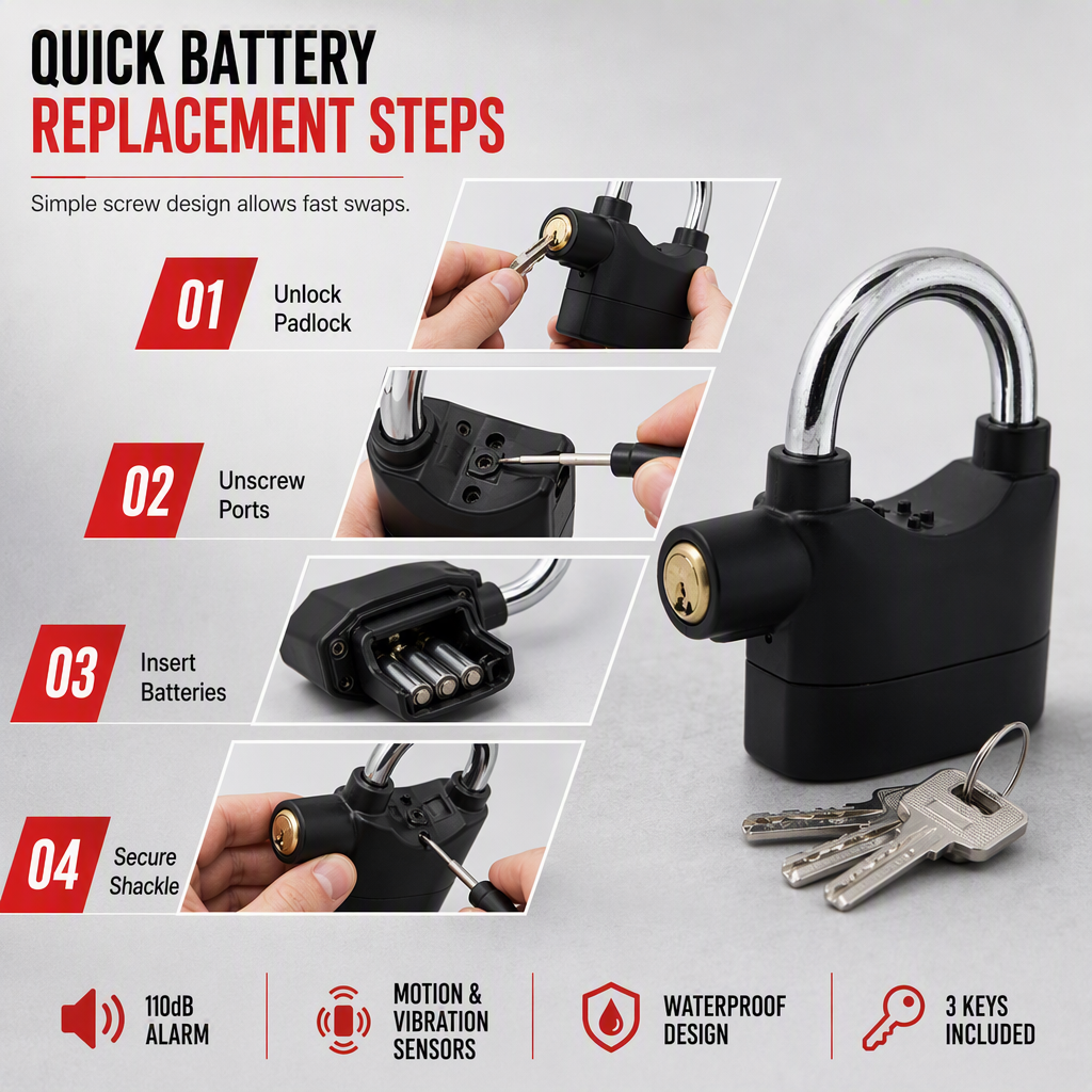 70mm Aluminum Alloy Alarm Padlock - image 7