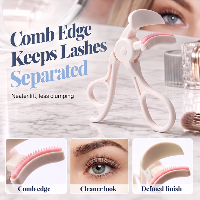 Wide-Angle Eyelash Curler with Comb - image 2