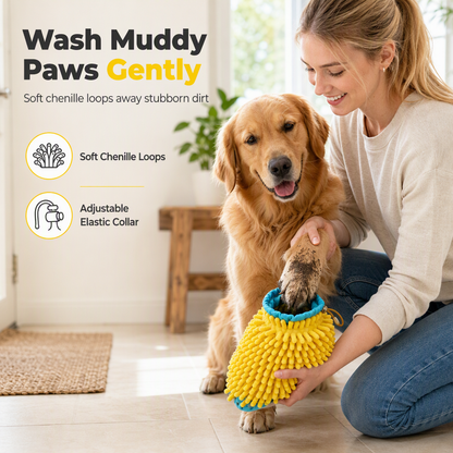 🐾 2-in-1 Soft Dog Paw Cleaner with Drying Towel