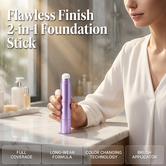 ✨ 2-in-1 Foundation Stick with Built-In Brush – Ivory