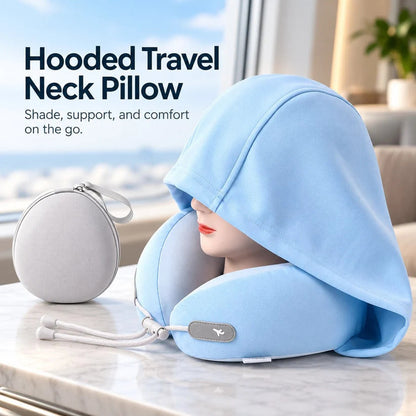 ✈️ Hooded Travel Neck Pillow with Adjustable Support