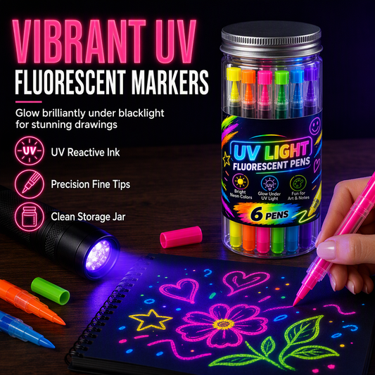 🌈 UV-Reactive Neon Highlighter Marker Set